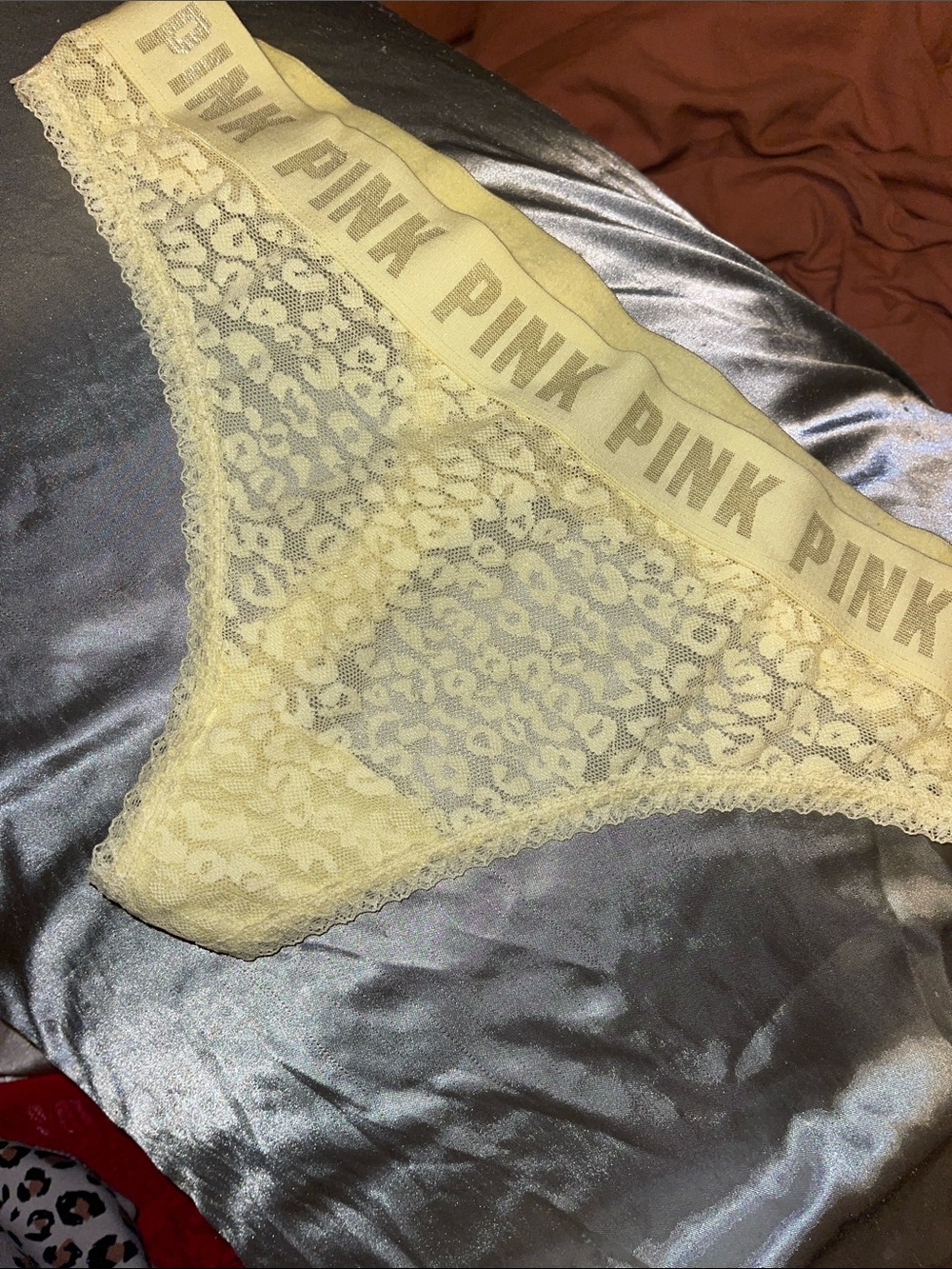 PINK Victoria's Secret Pale Yellow Lace Panty